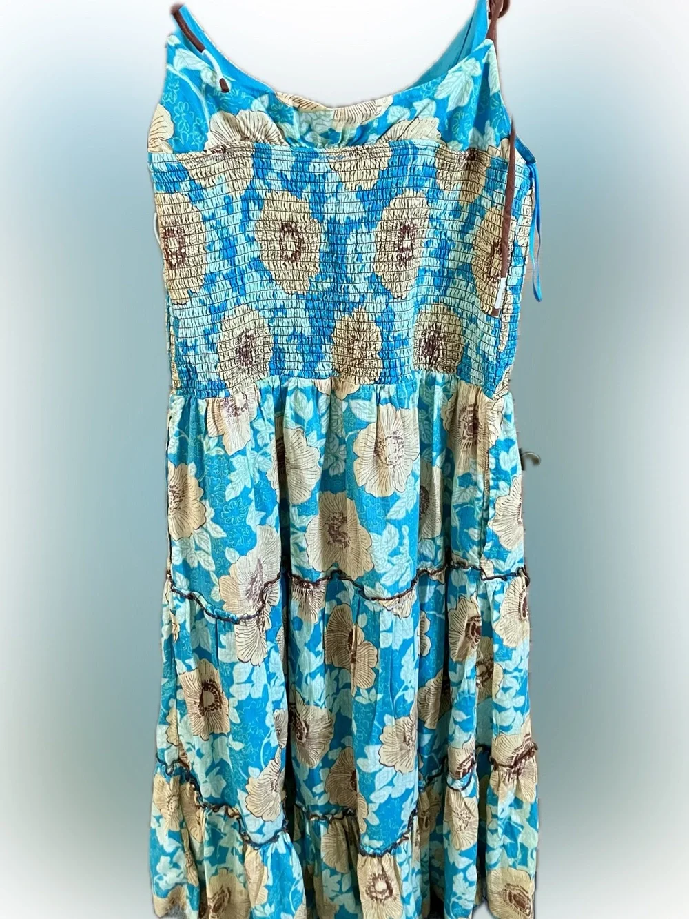 Free People Blue and Cream Floral Maxi Dress